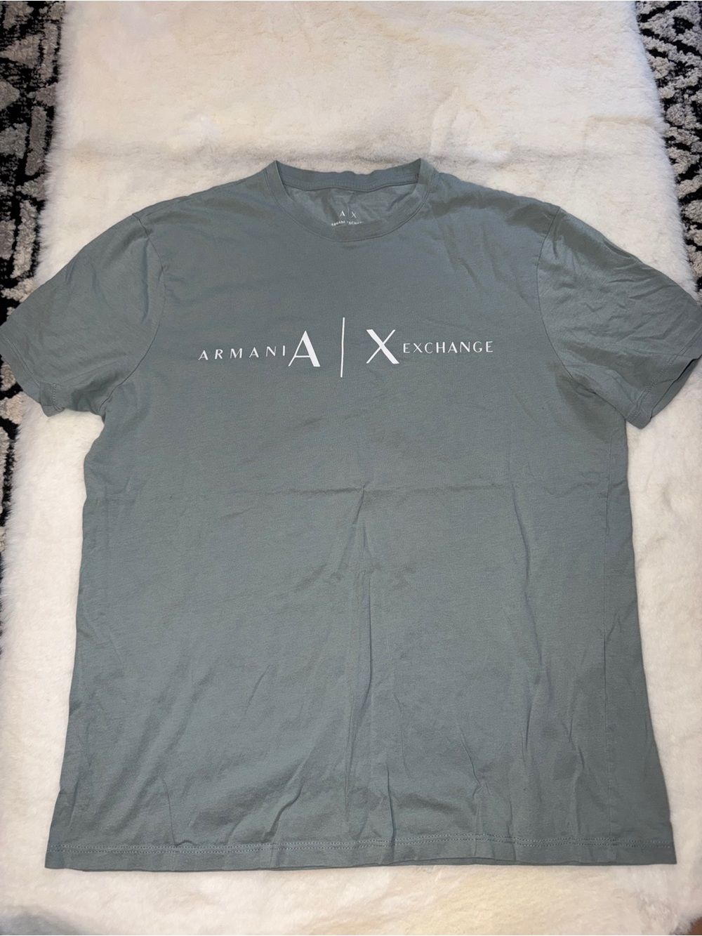 Armani Exchange Men's Slate Gray-Green Logo Tee
